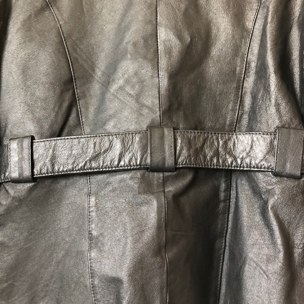 Smart Set Vintage 90s Brown Leather Aviator Jacket Crop Double Breasted Small - Picture 9 of 13